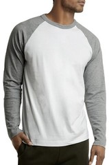 Knocker Men’s Cotton Full Raglan Sleeve Baseball Tee Shirt (S, Gray/White)
