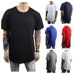 Men T-Shirts BIG & TALL Heavy Weight Long Extended Casual Active Crew Neck S-5X