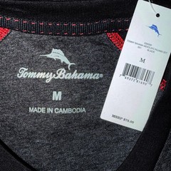 TOMMY BAHAMA Gray/Black Henley Sleep Shirt Men’s Size Medium NWT