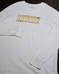 Adidas Men’s Tee Liquid Foil Linear Graphic Long Sleeve Shirt Metallic Size XL