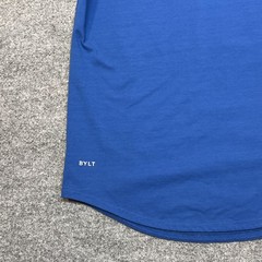 BYLT Shirt Mens Large Blue Drop Cut S/S Lux Curved Hem Stretch Tee Crewneck