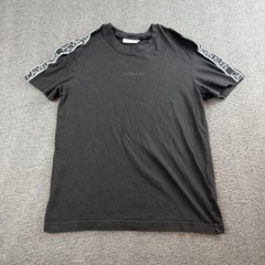 Calvin Klein T-Shirt Men’s Small Black Logo Tape Shoulder Short Sleeve Cotton