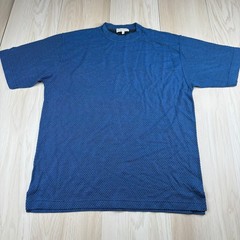 Giorgio Danieli Men’s Blue Striped Mock Neck Textured Weave T Shirt Large