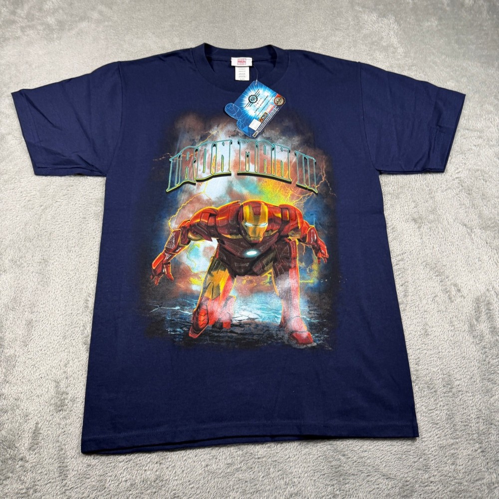 Iron Man 2 Mad Engine T-Shirt Mens XL Blue Graphic Movie Promo Deadstock NWT