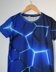 Blue Geometric Print T Shirt Size L 1093