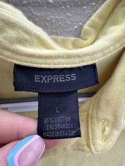 Mens Express Shirt Size Large Solid Yellow Short Sleeve Polo