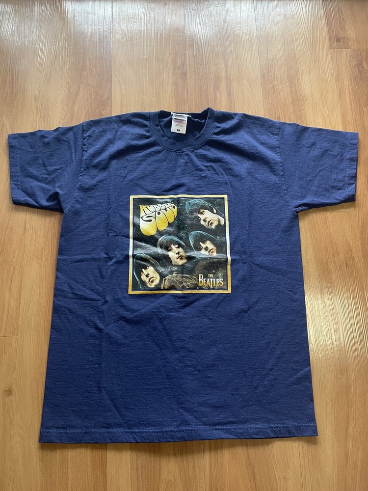 THE BEATLES RUBBER SOUL 2014 Apple Corps Navy Blue T Shirt Large John Lennon
