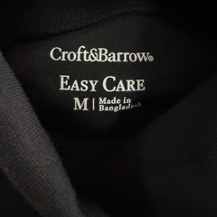 Croft & Barrow Mens Shirt Black Size Medium Turtleneck Easy Care Cotton Blend