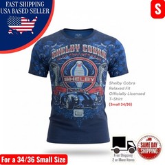 Shelby Cobra Snake Head Vintage Logo Men Navy Blue T-Shirt Small 34/36 Carroll T