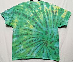 Handmade Tie Dye Radial Spiral Pattern Green Yellow XL Shirt 23″ W X 28″ L