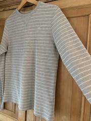 Ditch Plains Gray Striped Cotton Polyester Thermal Crew Neck Shirt | Men’s Sm***