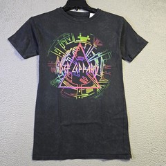 DEF LEPPARD SHIRT Mens Small Black Tie Dye CASUAL METAL Rock Music Concert NWT
