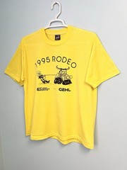 Vintage 90s Rodeo T-Shirt Yellow XL Fruit of the Loom Best USA Made Bull