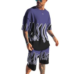 Men’s 2 Piece Active Casual Short and T Shirt Short Sleeve Set Waist Up To 39″