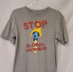 Stop Global Warming Gray Graphic Short Sleeve Shirt Common Threads Adult M