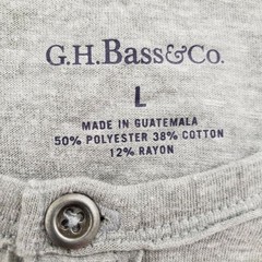 G.H. Bass Co Men’s T Shirt Large Gray 2 Button Short Sleeve Casual Crew Neck