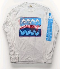 Vintage Screen Stars 1984 Swimming Graphic White Long Sleeve Shirt Size Small