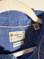 Weatherproof Vintage Linen Blue Short Sleeve Button Up Shirt Size S
