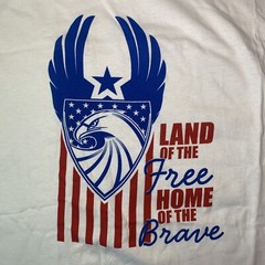 Shirt L Vote Land Free Home Brave Eagle Flag Patriotic American July USA