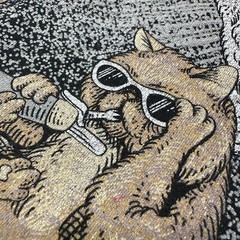 Nightfilth Y2K Cat Party Black Graphic Tee in Vintage Tattoo Style Uni Sz Large