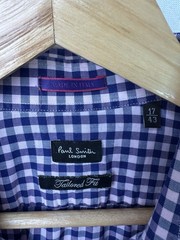 Paul Smith Navy Pink Plaid Long Sleeve Shirt Made in Italy EU 43 XL Collared