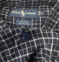Ralph Lauren Men’s Button Down Navy Blue Plaid Shirt XL Blake 100% Cotton