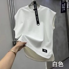4 Color Crew Neck T-shirt For Men Fitness Sweatshirt Sleeveless Vest Casual Top