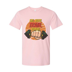 Eat Sleep Train Repeat Unisex Fitness Graphic T Shirt For Gym And Workout Cotton