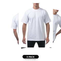 3 Pack Pro Club Heavyweight T-Shirt Crew Neck Cotton Tee S M LXL 2XL White Black