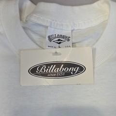 Billabong T Shirt Mens Large White Stripe Logo Graphic Surf Skate USA Made Cotto