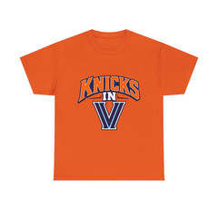 Knicks In 5 V Logo Tee Nova Knicks Basketball Blue Orange Graphic T-Shirt