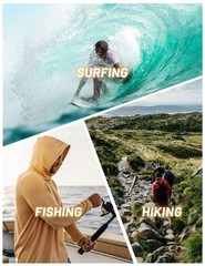 UPF50+ Mens Sun Block Hoodie Long Sleeve Skin Protection Sun Shirts Fishing Tops