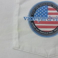 Vineyard Vines Shirt Mens Small White Long Sleeve Flag Graphic Pocket Tee USA