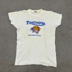 Vintage 50s RARE Triumph Motorcycles T Shirt Mens M White Graphic Short Sleeve