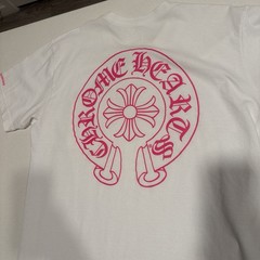 Chrome Hearts Horseshoe Plus Logo Pocket Short Sleeve Tee Shirt White Pink Large