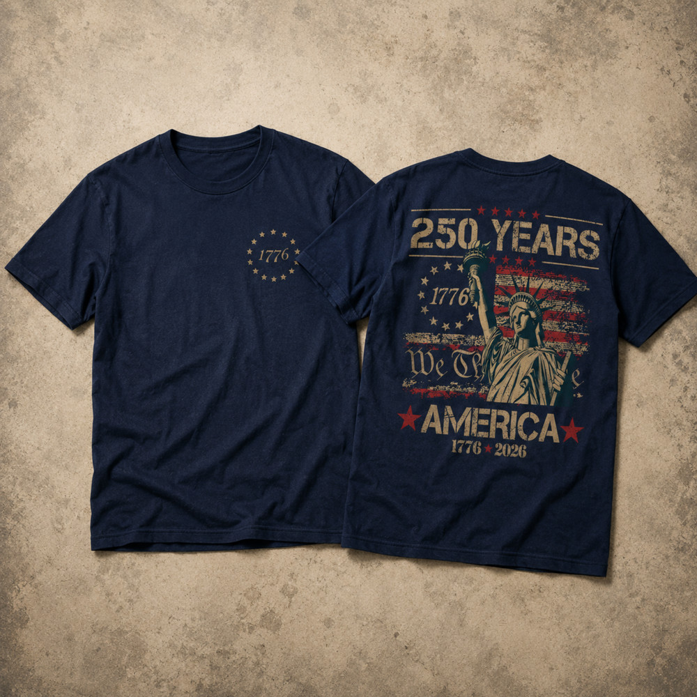 Patriotic USA 250th Anniversary Shirt Men 1776 2026 Eagle Flag July 4th (S-5XL)