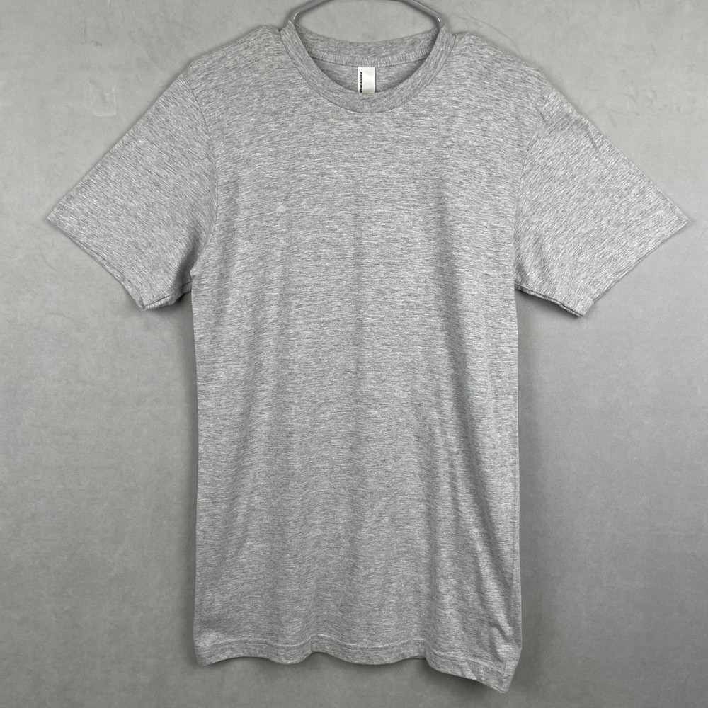 American Apparel Mens S Heather Grey Crew Neck Short Sleeve T-Shirt Cotton Norm