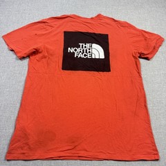 The North Face T-Shirt Mens L Orange Crew Neck Short Sleeve Tagless Back Logo