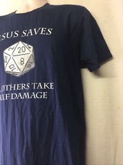 Anvil Lightweight Men’s Short Sleeve Crew Neck “Jesus Saves” Navy Shirt Size L