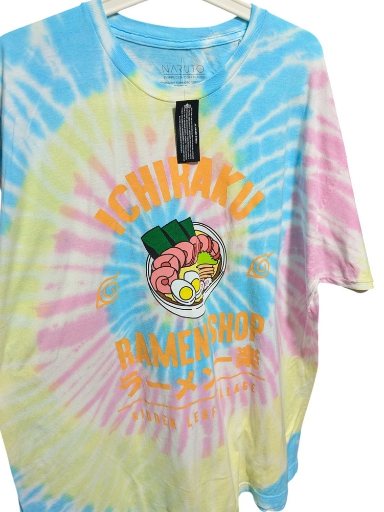 Naruto Shippuden Shirt Adult XL Tie Dye Short Sleeve ICHIRAKU Ramen NEW 2007