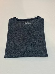 Tommy Hilfiger Denim Mens T-Shirt Small Heather Grey Crew Neck Logo Tee Cotton