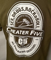 VTG 90s Cheater Five Sex Drugs Rock N Roll army green surf skate t-shirt Large