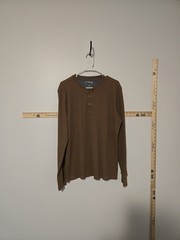 Field & Forest Waffle Knit Henley Shirt Brown Long Sleeve Adult Large
