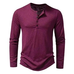 Camisa De Manga Larga Moda Lujo Camiseta Elegante Algodón Cuello V Para Hombres