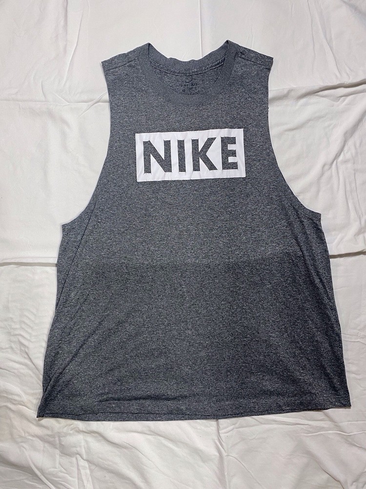 Nike Dri-Fit “Nike Tee” Mens Black L Sleeveless Basketball Spellout Training Top