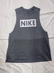Nike Dri-Fit “Nike Tee” Mens Black L Sleeveless Basketball Spellout Training Top