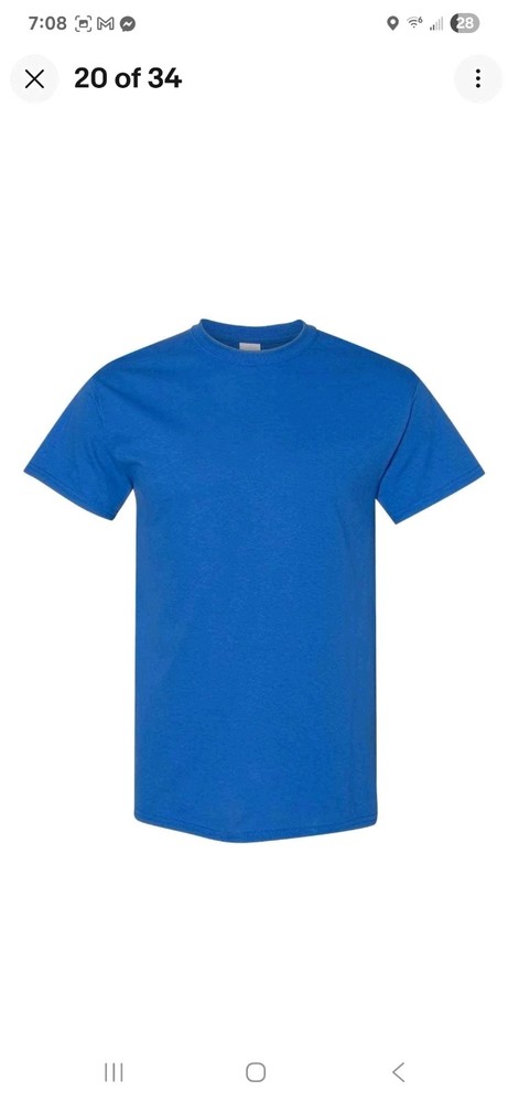 Gildan T-Shirt Men’s Short Sleeve Heavy Cotton Solid Blue 3XL