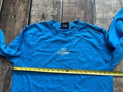 100 THIEVES LONG SLEEVE CREWNECK T-SHIRT BLUE MENS MEDIUM USA MADE GREAT SPOTS