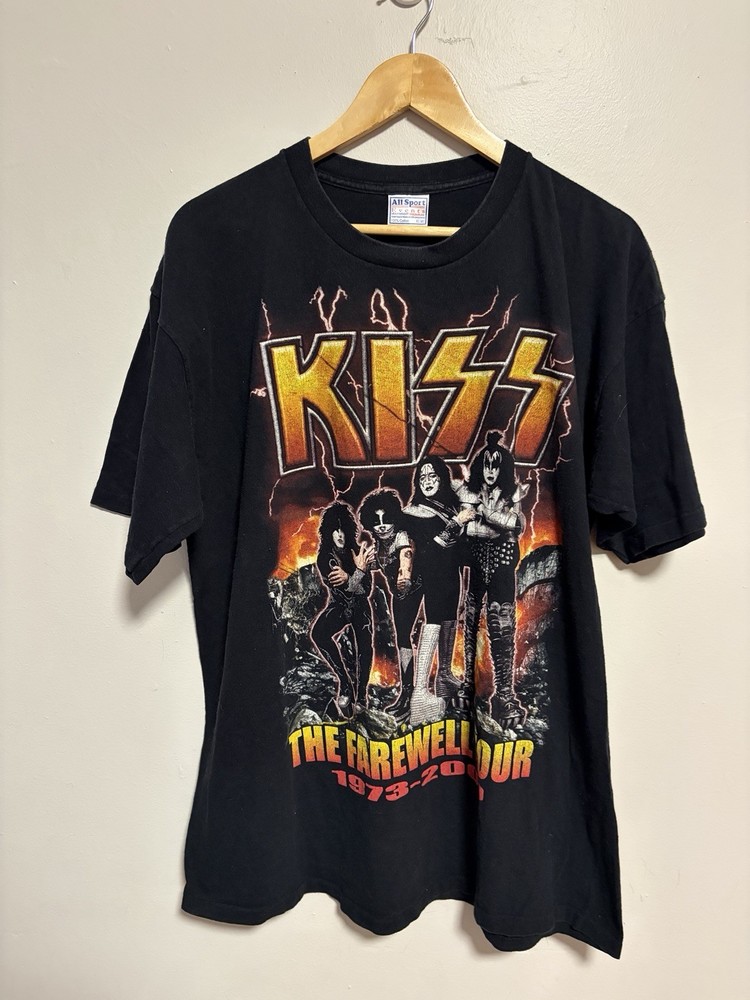 Vintage 90s Y2K Kiss Farewell Tour Band T Shirt Size Large USA Single Stitch