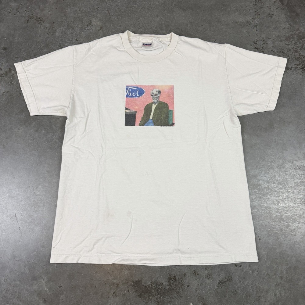 Fuct T Shirt Mens Large White Art Street Wear Flaws Preowned